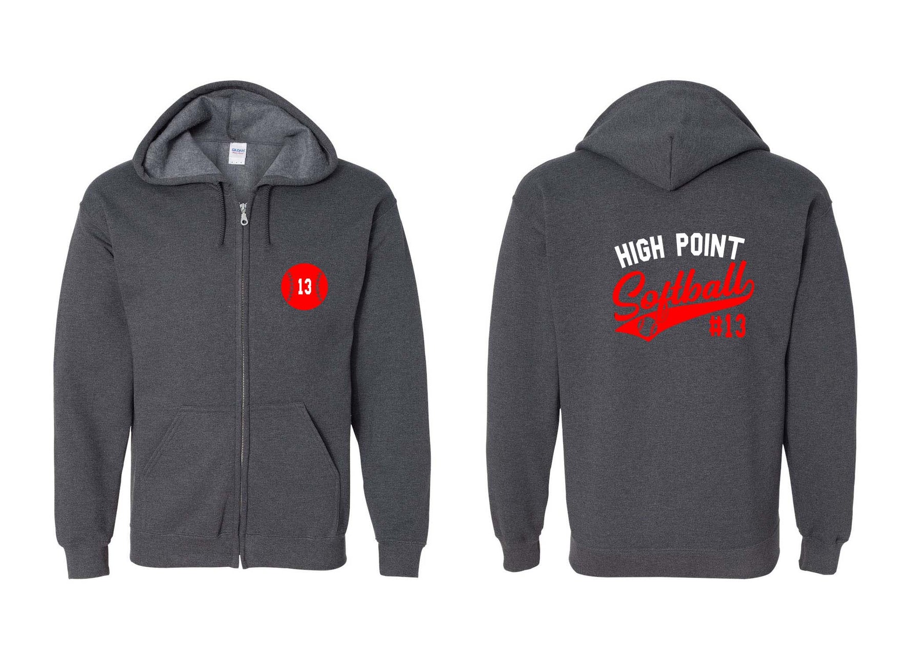High Point Softball design 2 Zip up Sweatshirt