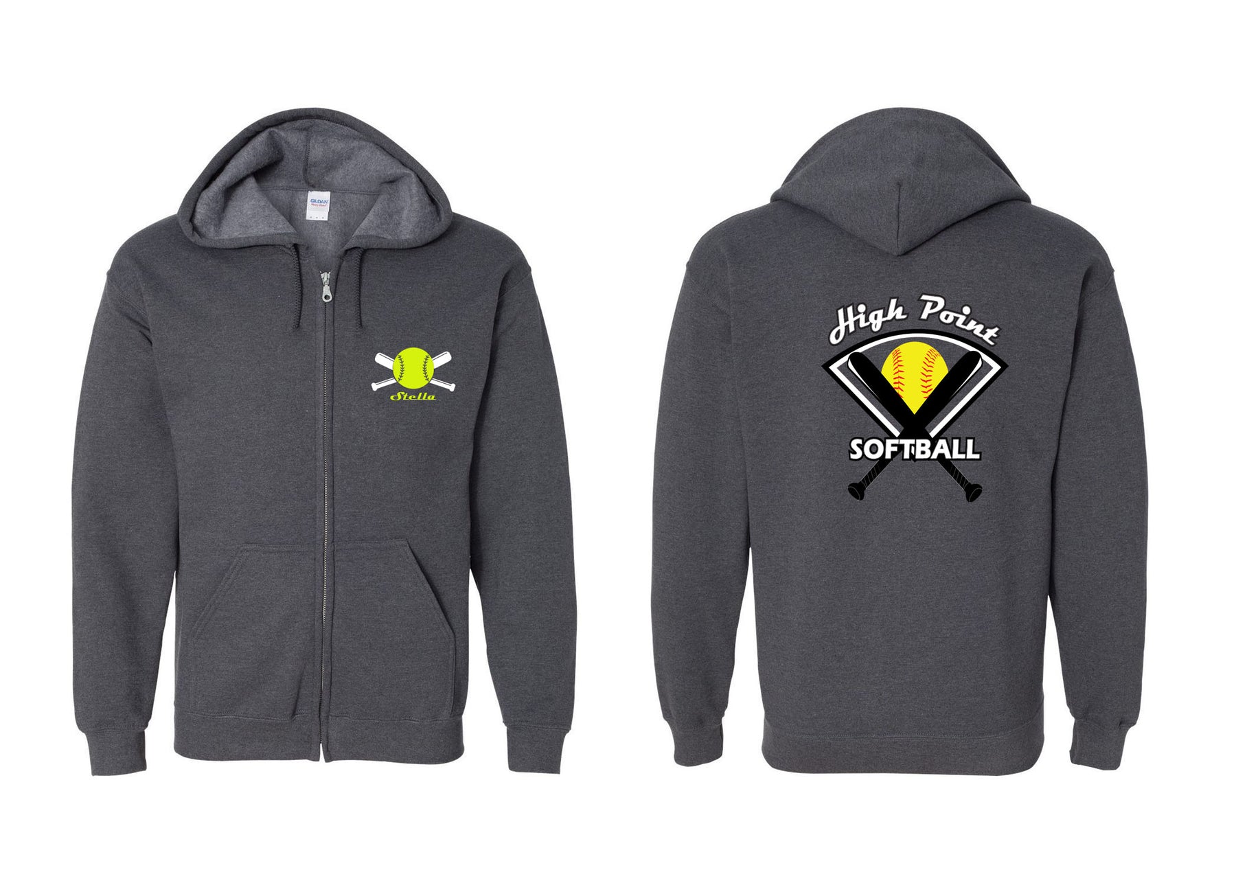 High Point Softball design 4 Zip up Sweatshirt