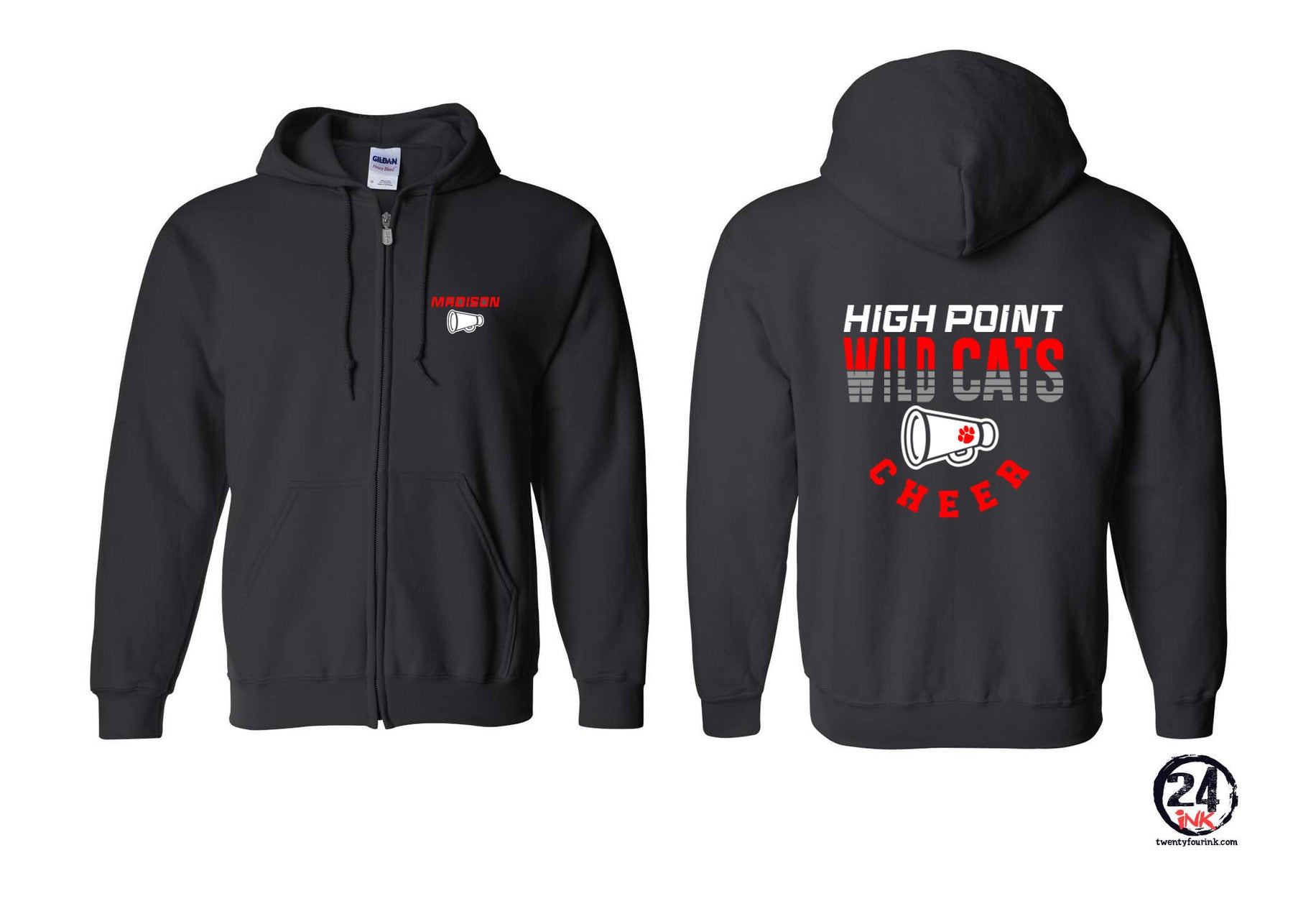Wildcats Cheer design 2 Zip up Sweatshirt