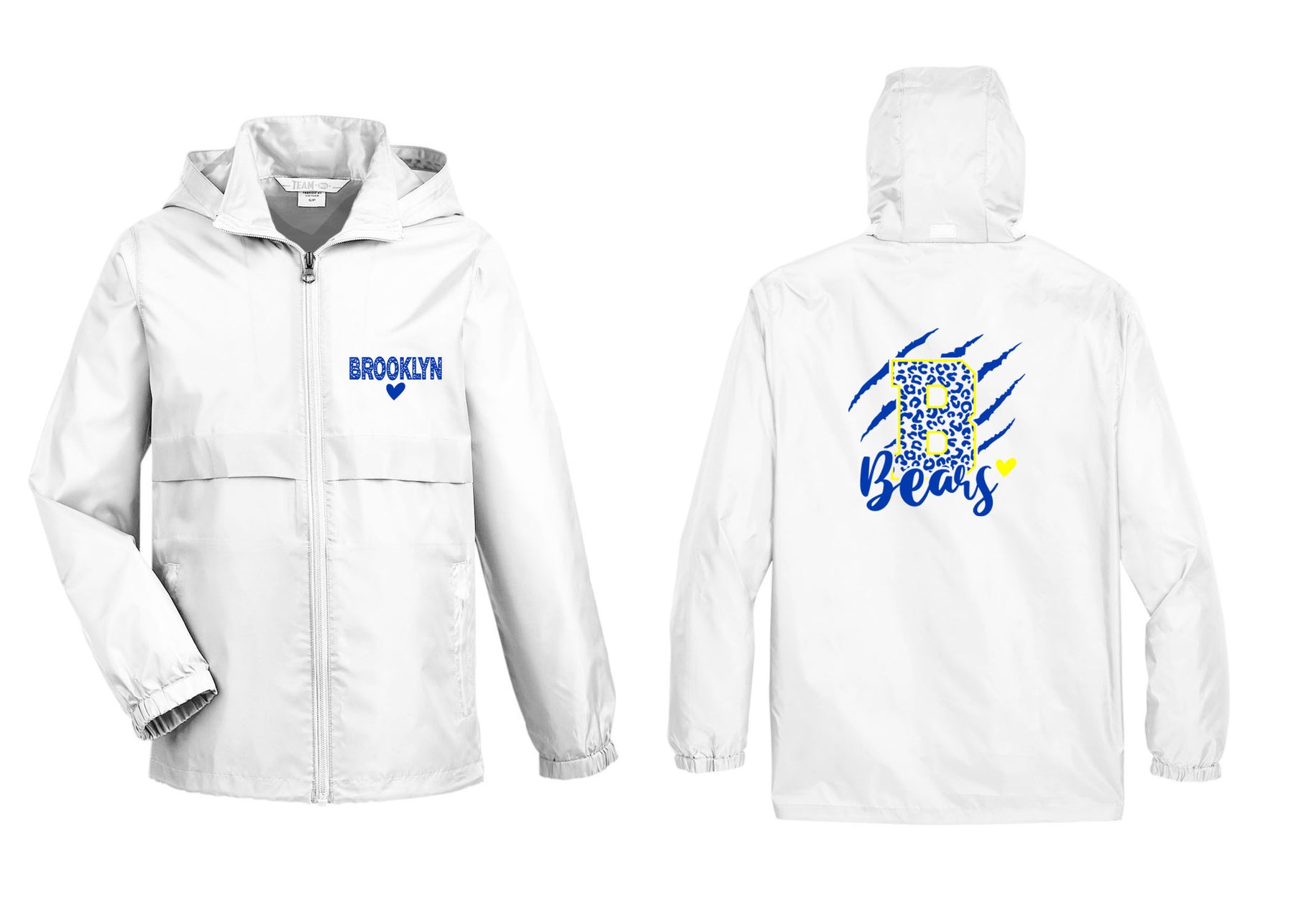Blairstown Bears design 11 Zip up lightweight rain jacket