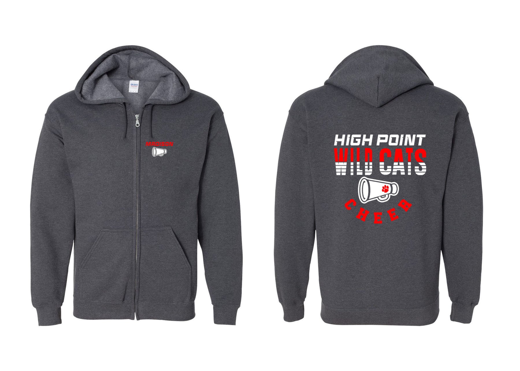 Wildcats Cheer design 2 Zip up Sweatshirt