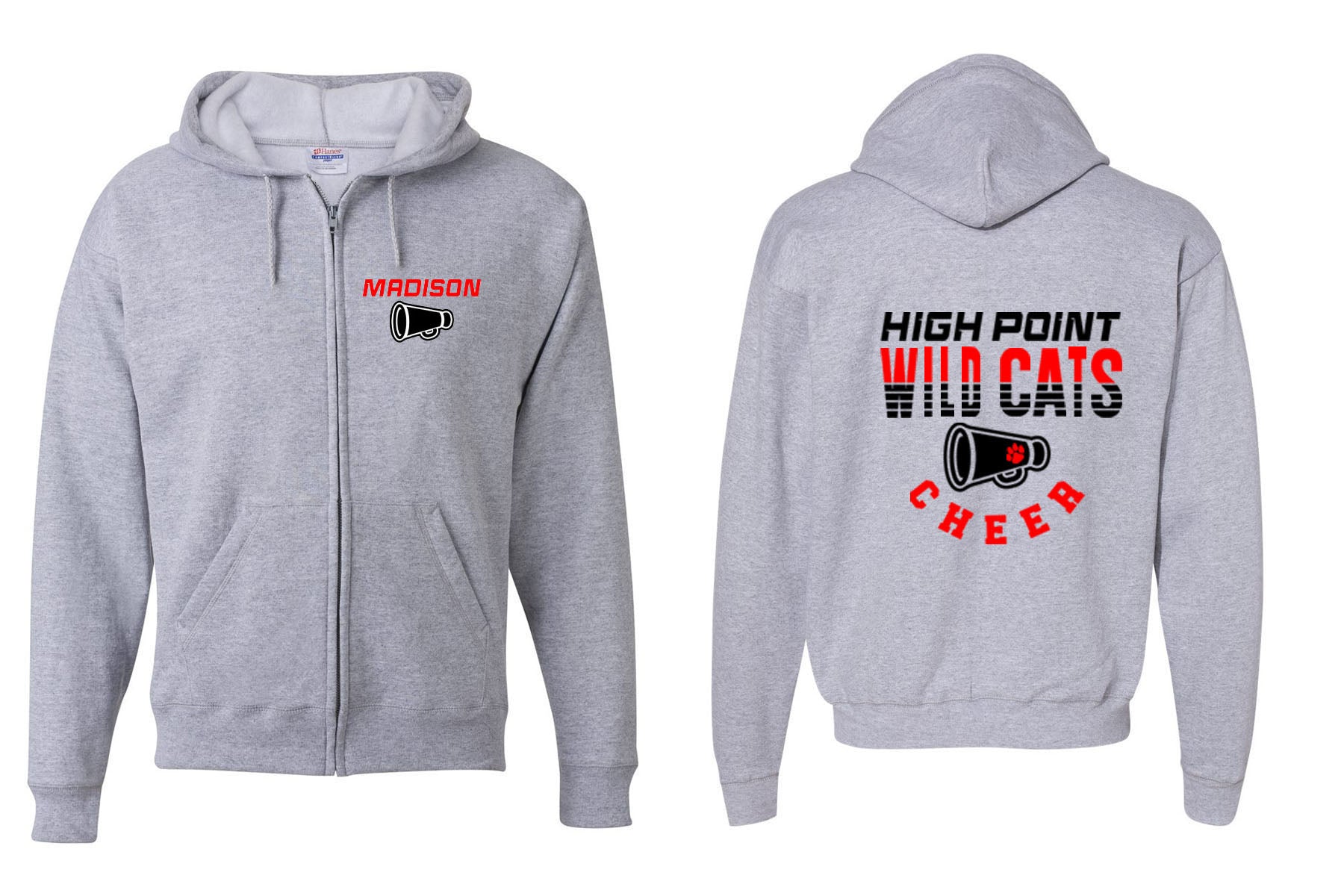 Wildcats Cheer design 2 Zip up Sweatshirt
