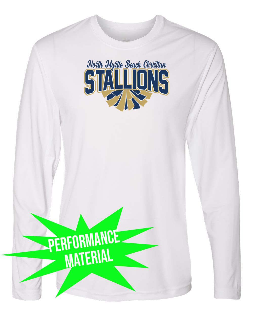 NMB Christian School Cheer Performance Material Long Sleeve Shirt Design 1