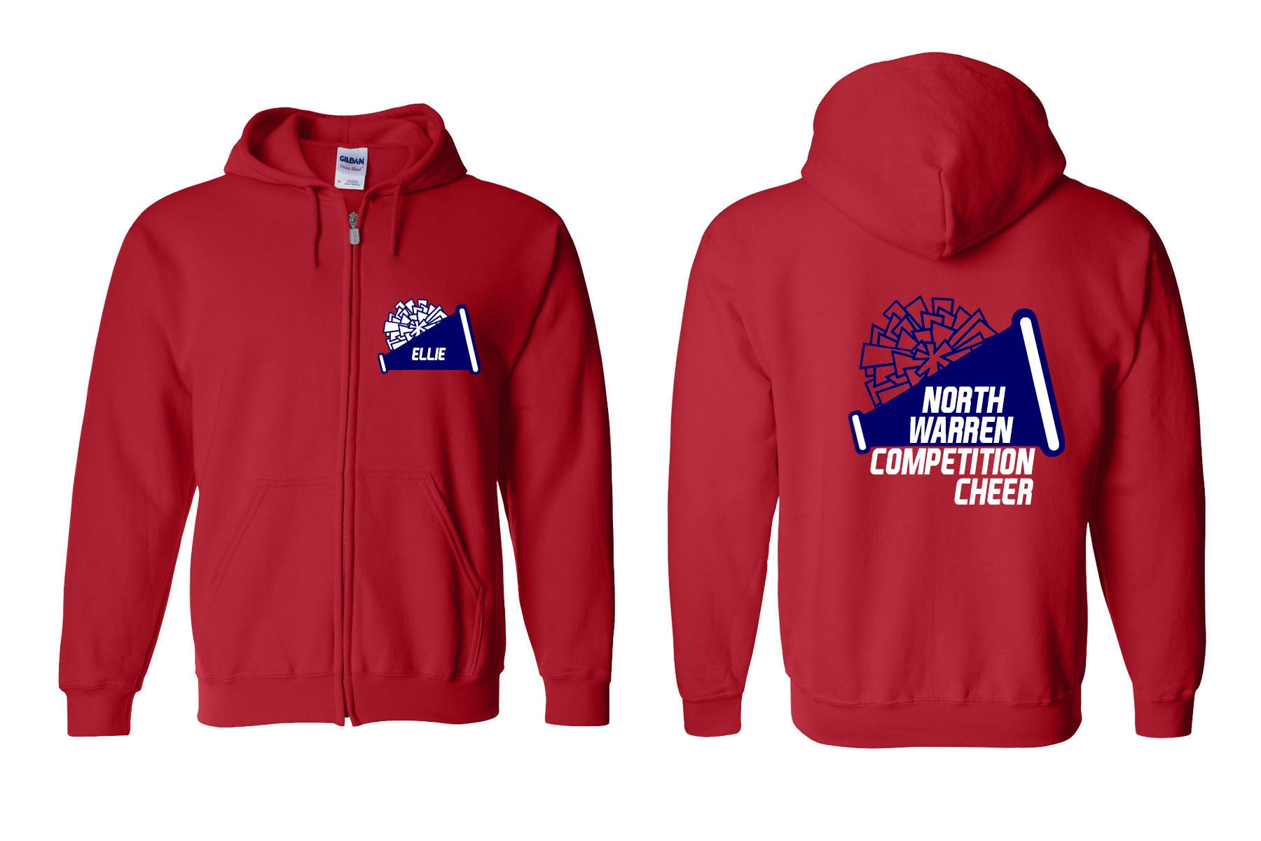North Warren Cheer Design 3 Zip up Sweatshirt