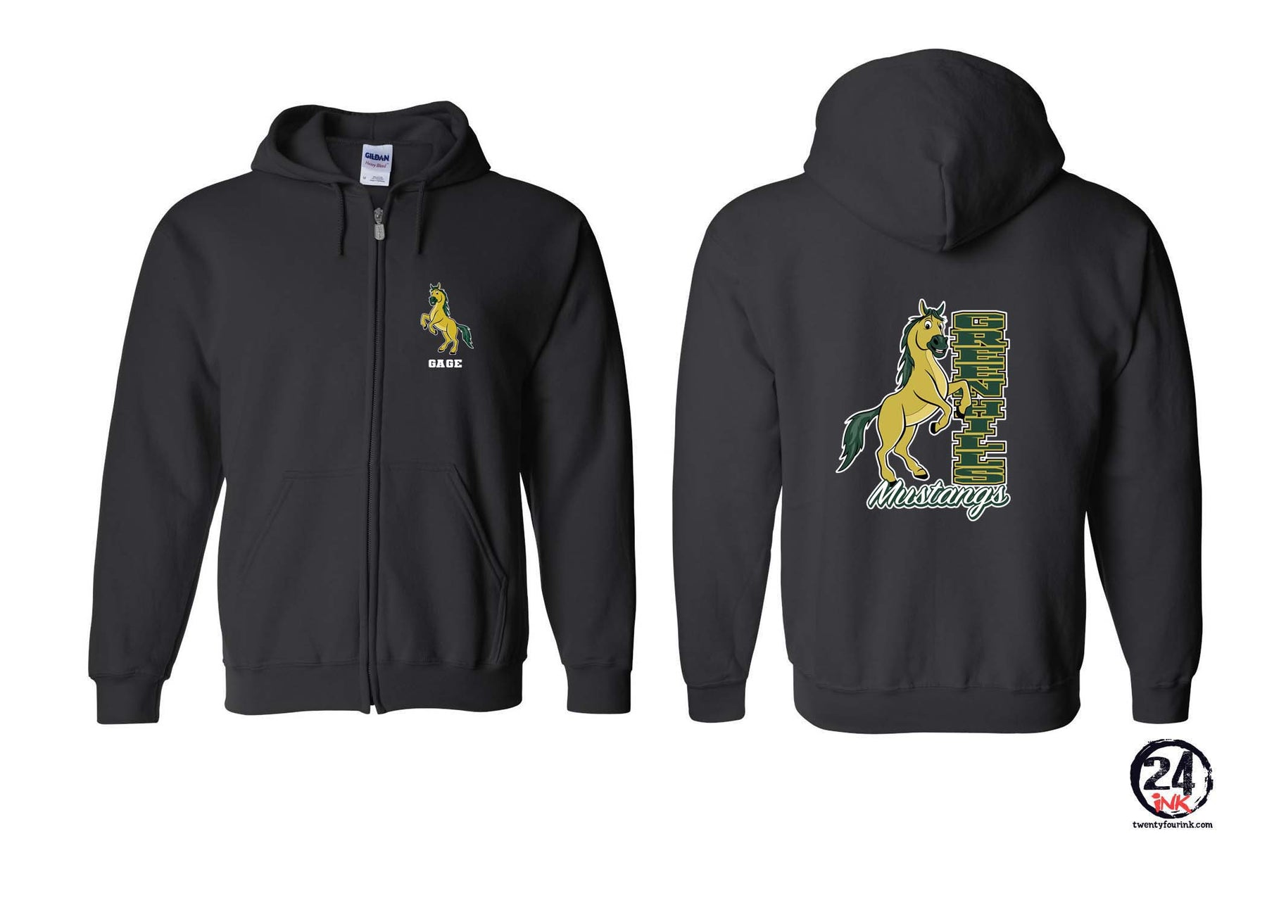 Green Hills design 22 Zip up Sweatshirt