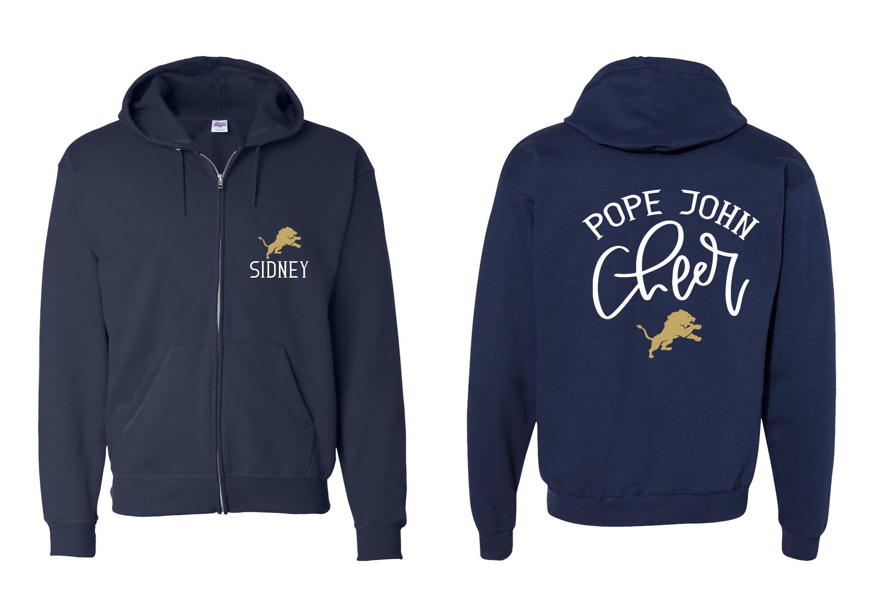 Pope John Cheer Design 8 Zip up Sweatshirt