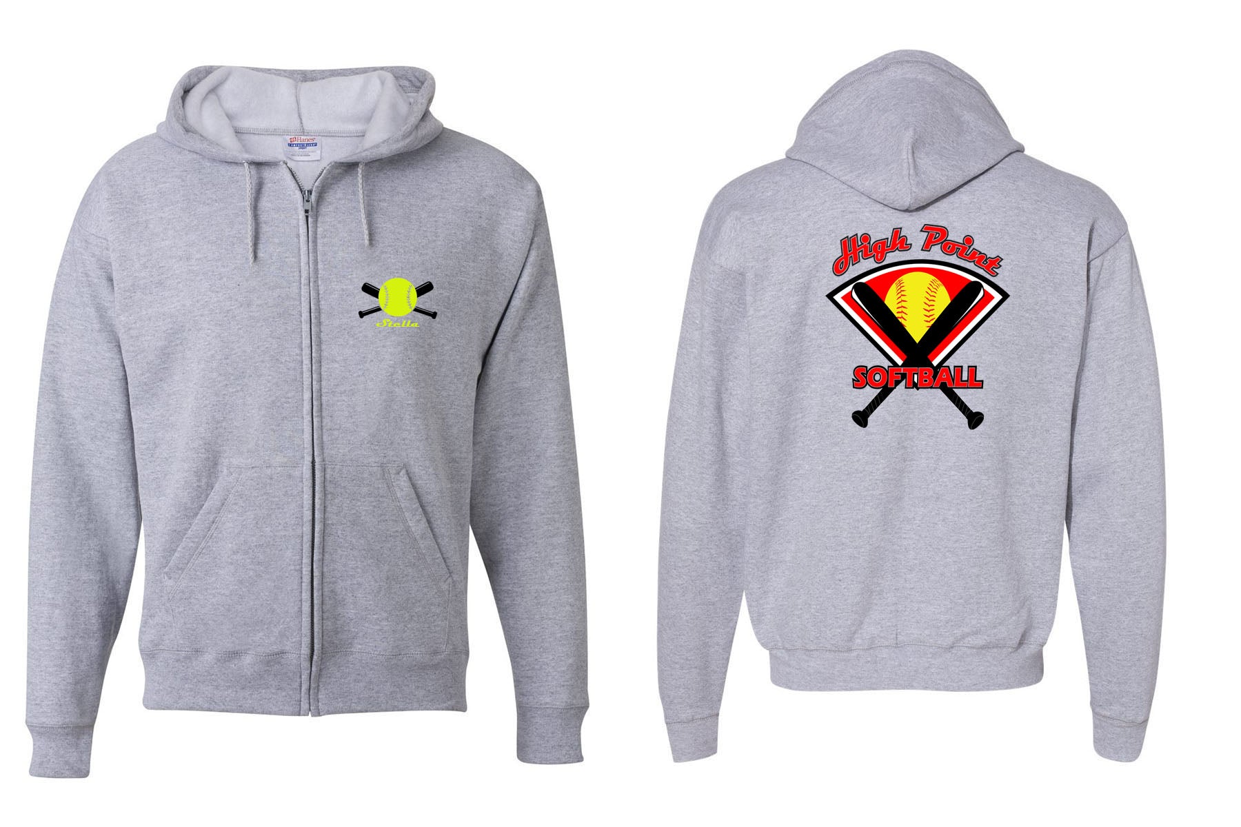 High Point Softball design 4 Zip up Sweatshirt