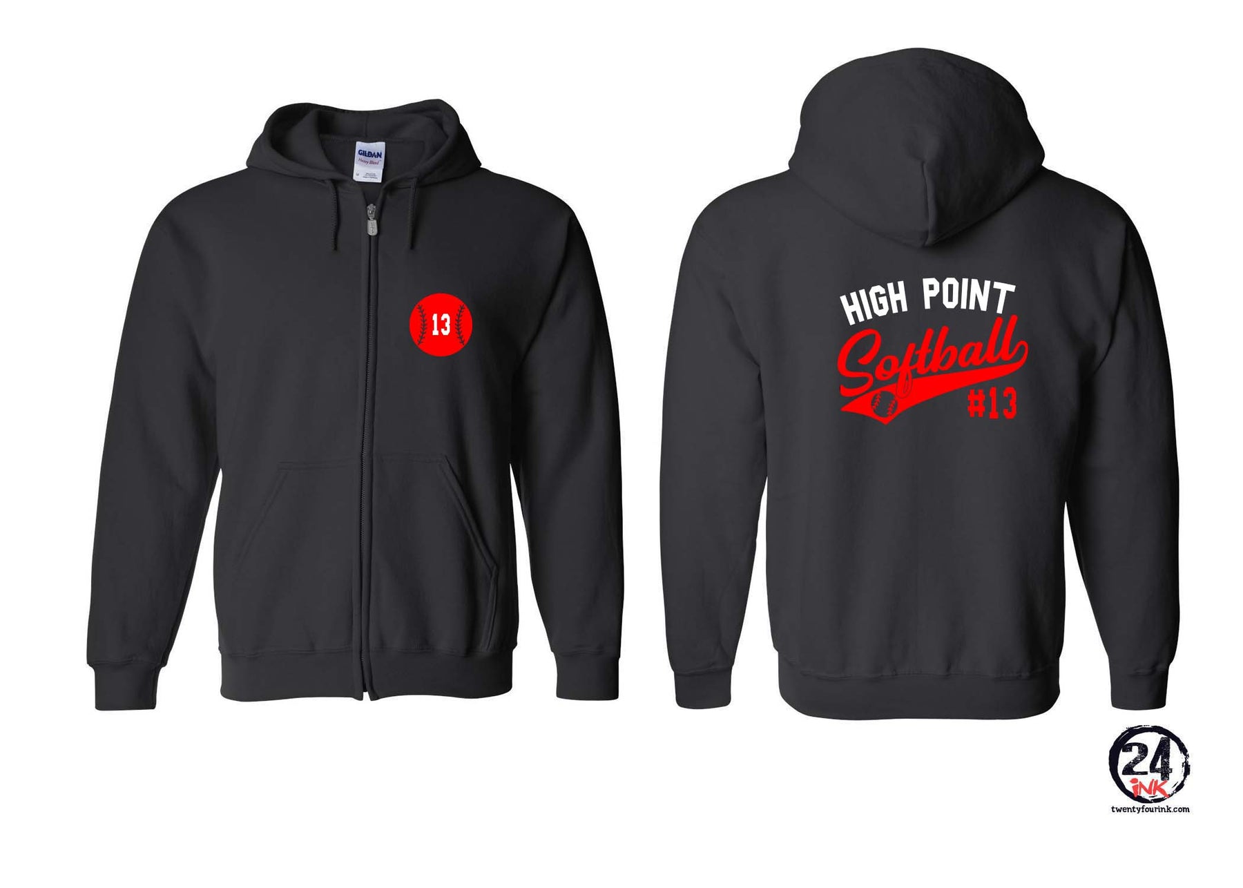 High Point Softball design 2 Zip up Sweatshirt