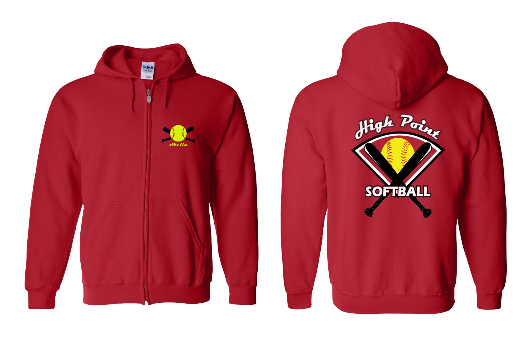 High Point Softball design 4 Zip up Sweatshirt