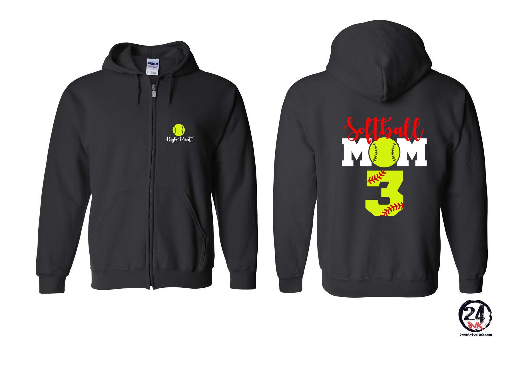 High Point Softball design 6 Zip up Sweatshirt