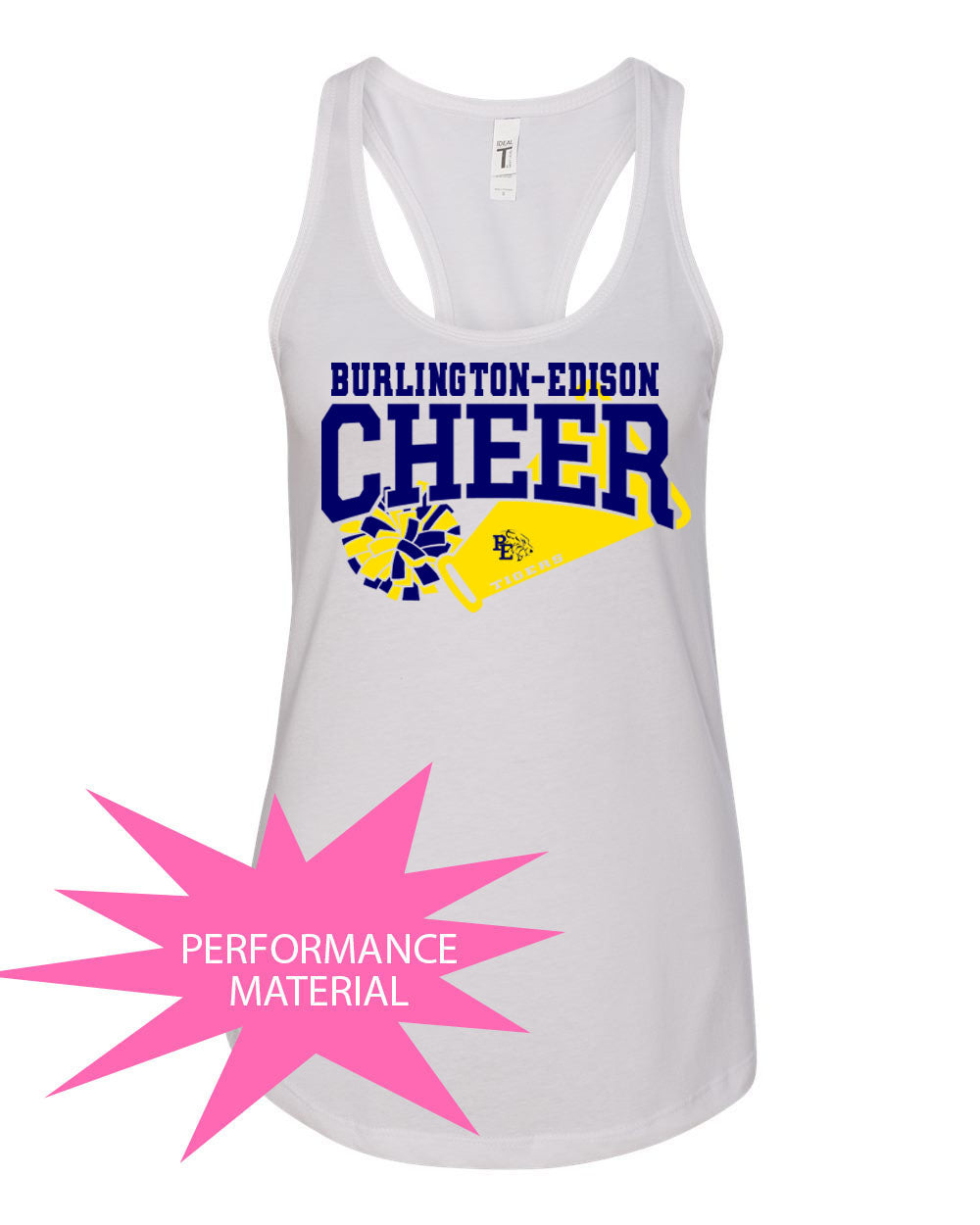 Burlington Edison Cheer Performance Racerback Tank Top Design 2
