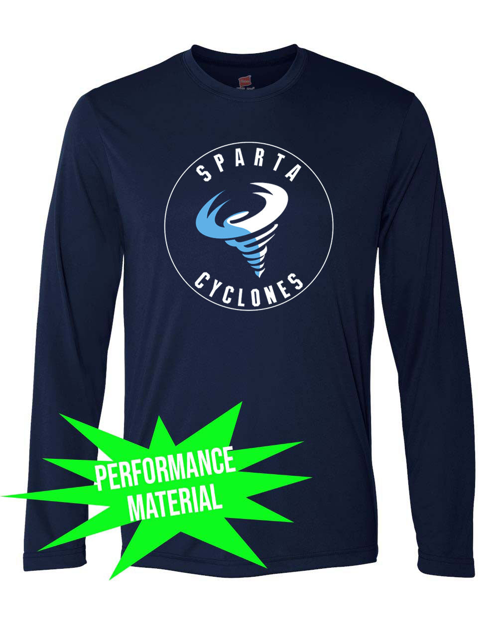 Sparta Cyclones Performance Material Long Sleeve Shirt Design 1