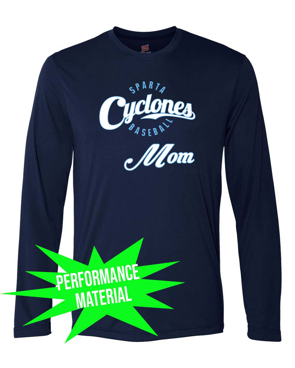 Sparta Cyclones Performance Material Long Sleeve Shirt Design 2