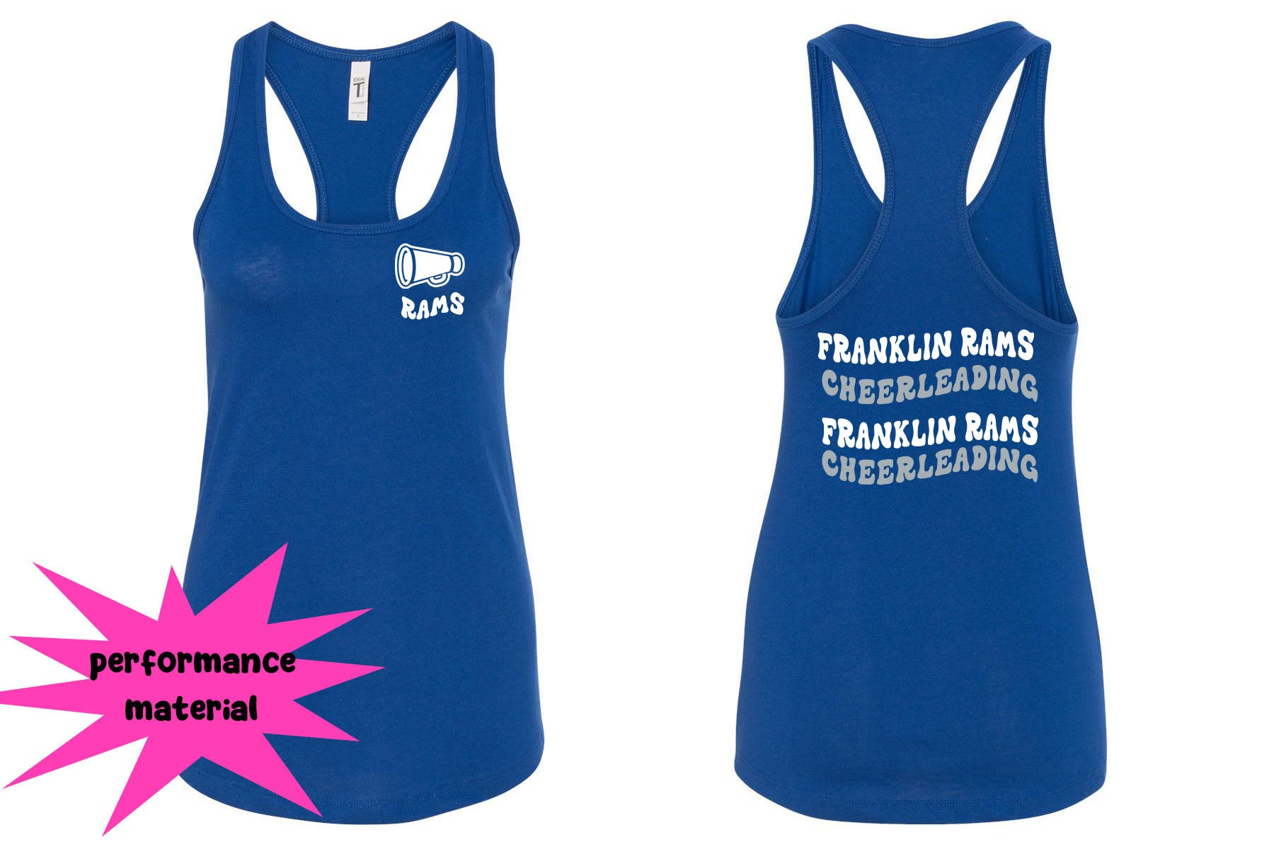 Franklin Cheer Performance Racerback Tank Top Design 1