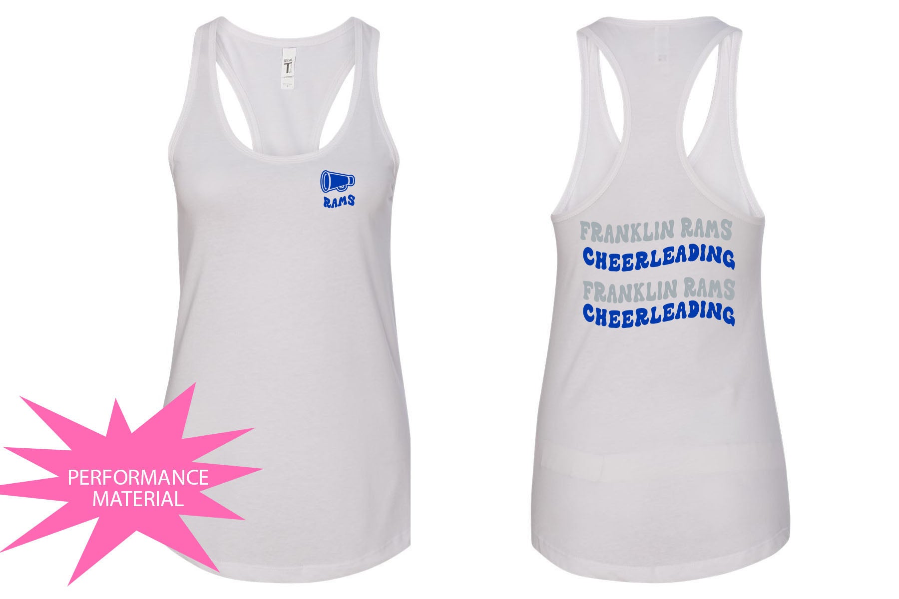 Franklin Cheer Performance Racerback Tank Top Design 1