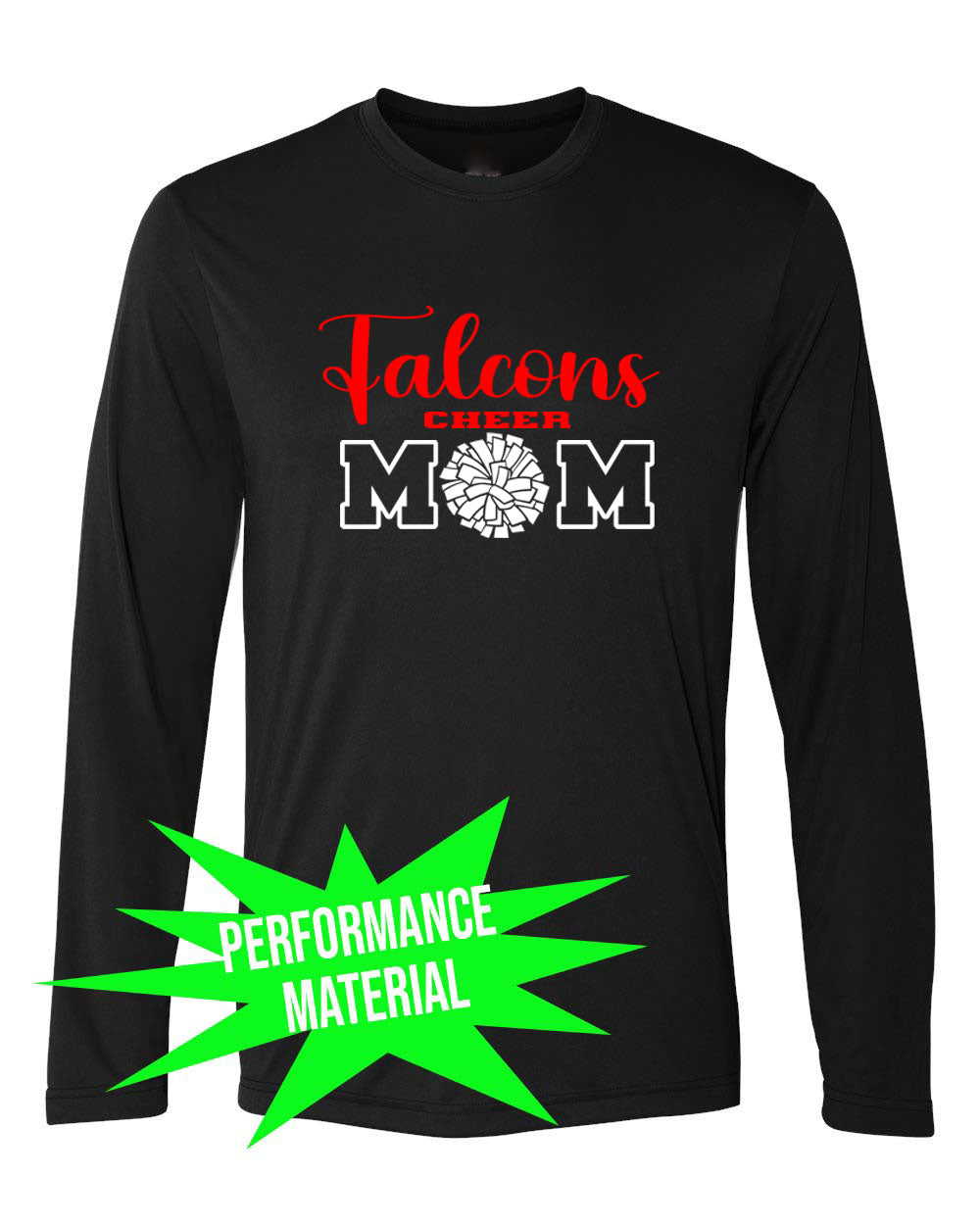 Falcons Cheer Performance Material Long Sleeve Shirt Design 1