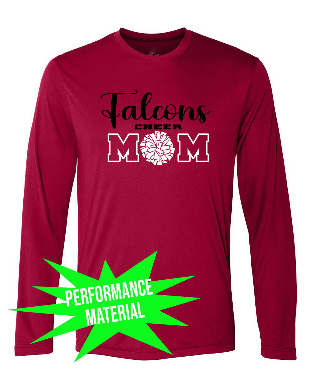 Falcons Cheer Performance Material Long Sleeve Shirt Design 1
