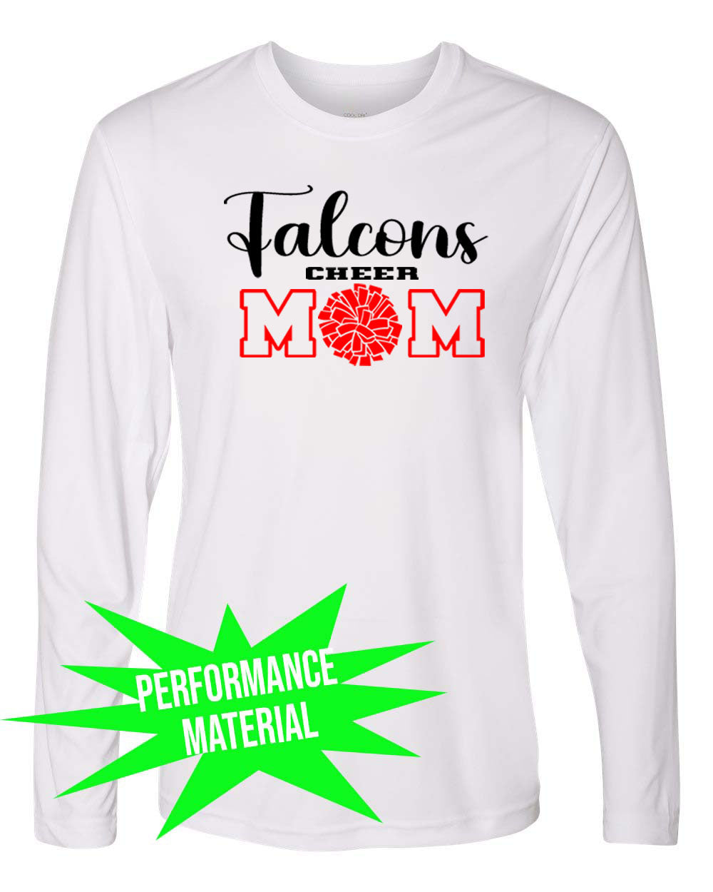 Falcons Cheer Performance Material Long Sleeve Shirt Design 1