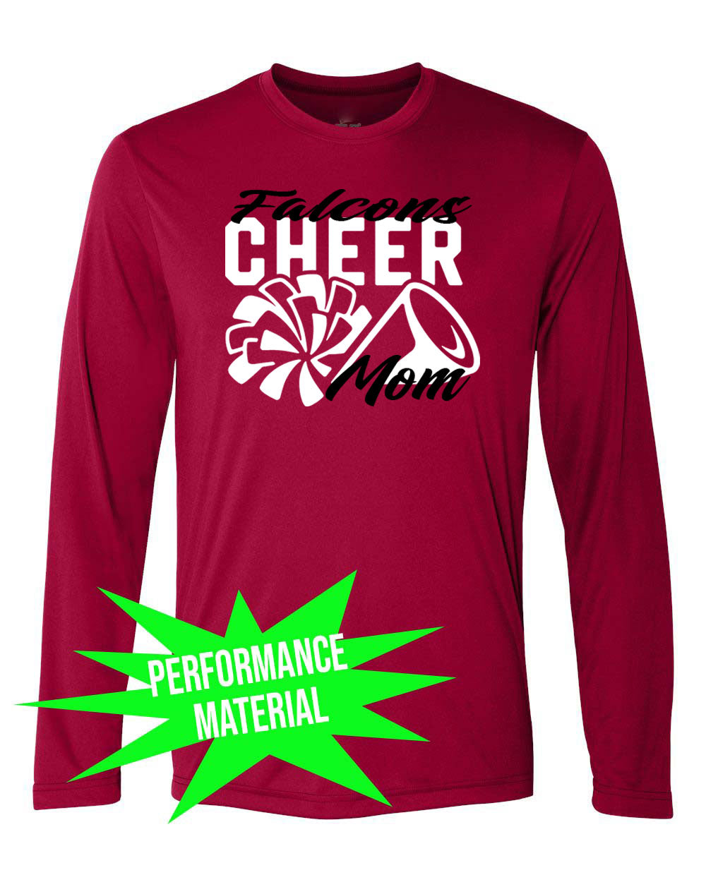 Falcons Cheer Performance Material Long Sleeve Shirt Design 3