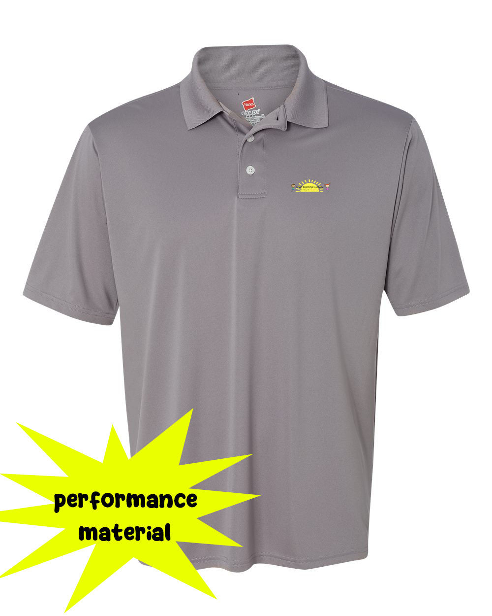 Great Beginnings Performance Material Polo T-Shirt Design 1
