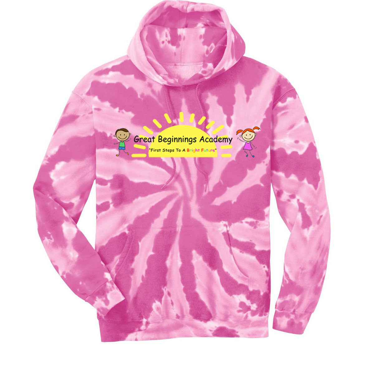 Great Beginnings Tie-Dye Hooded Sweatshirt Design 1