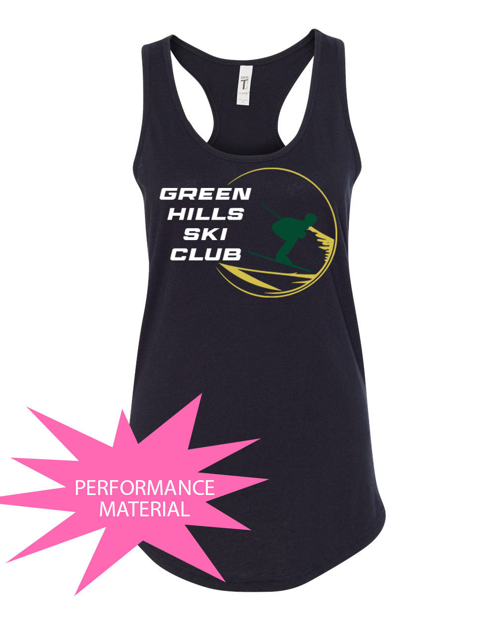 Green Hills Ski Club Design 1 Performance Racerback Tank Top