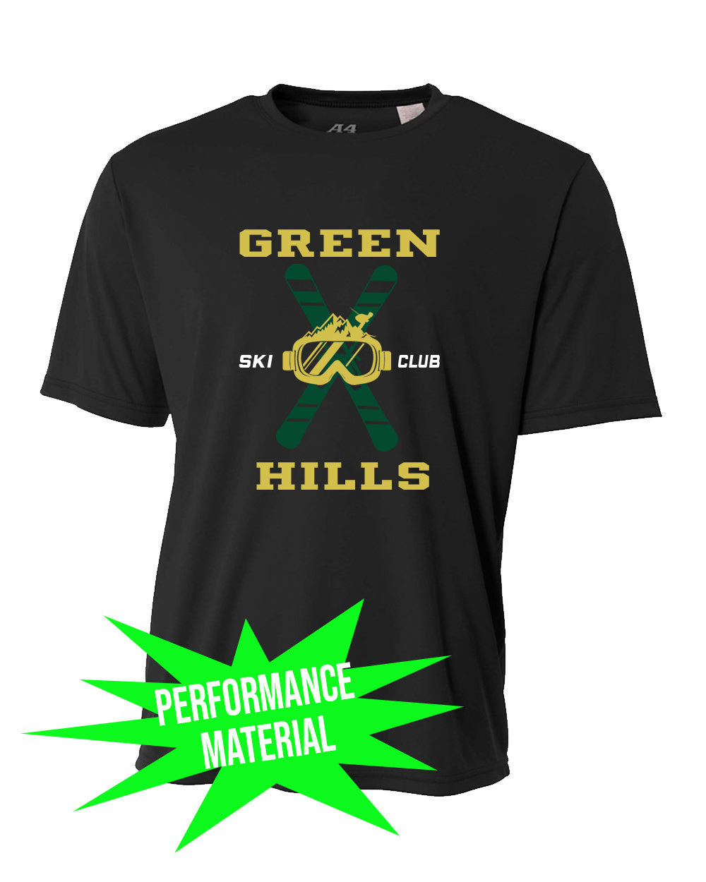 Green Hills Ski Club Performance Material T-Shirt Design 2