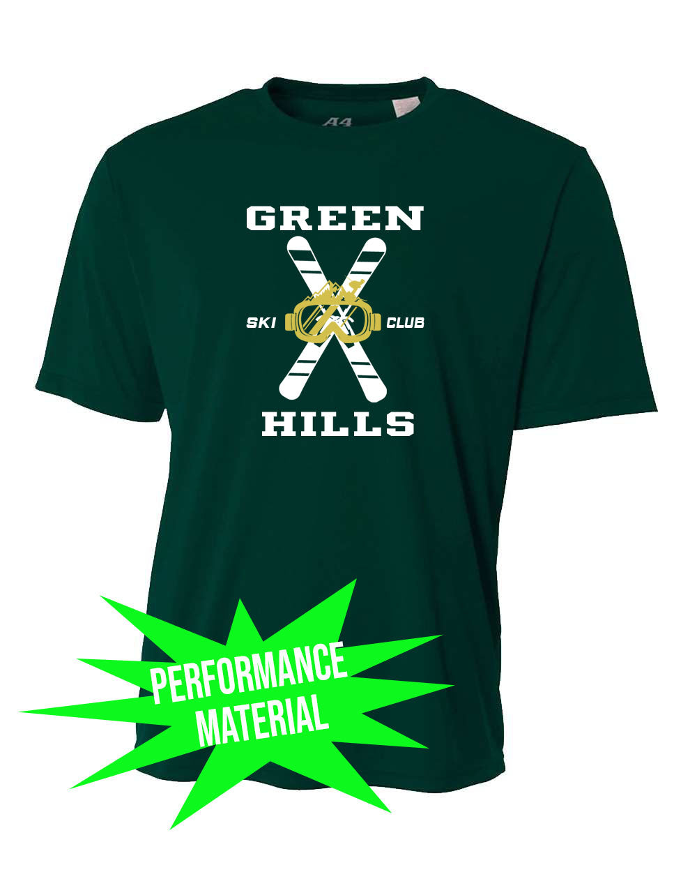 Green Hills Ski Club Performance Material T-Shirt Design 2
