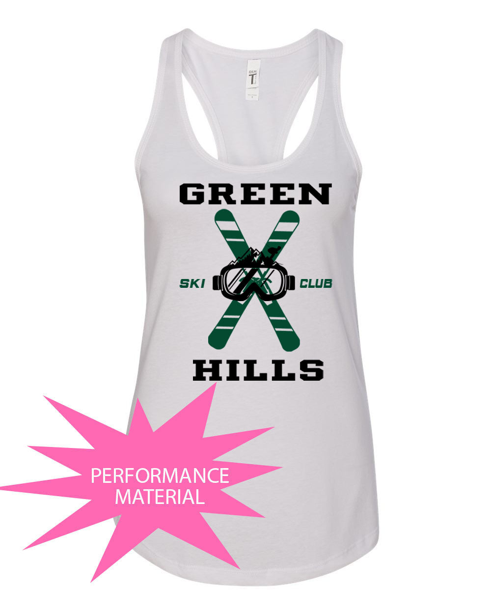 Green Hills Ski Club Design 2 Performance Racerback Tank Top