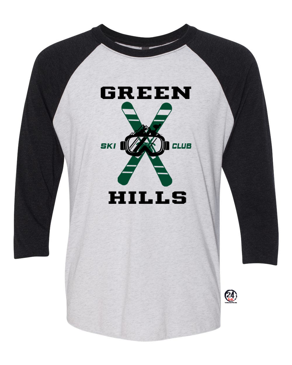 Green Hills Ski Club Design 2 raglan shirt
