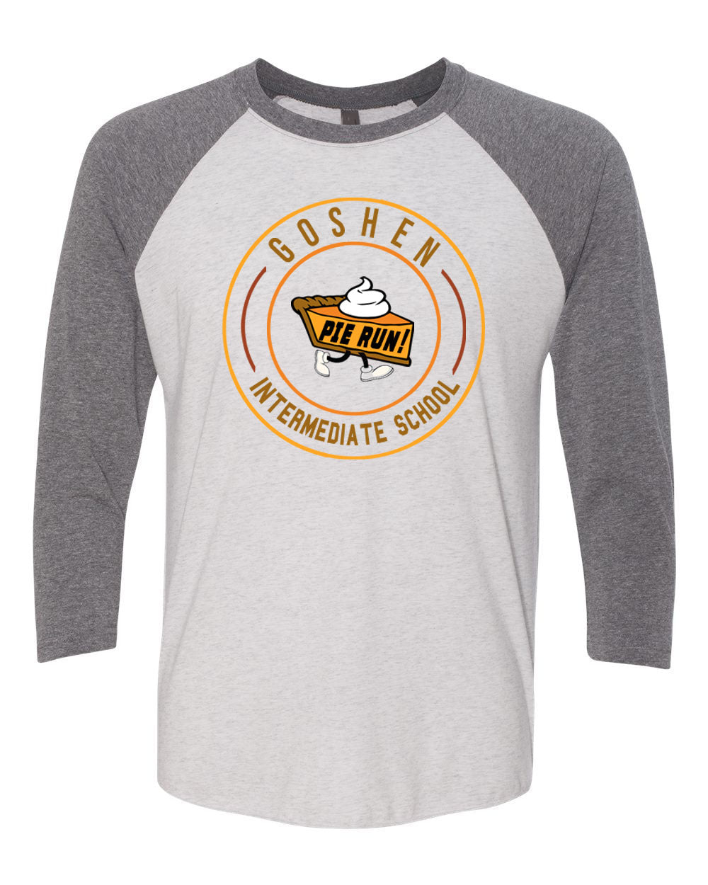 Goshen School Pie Run raglan shirt