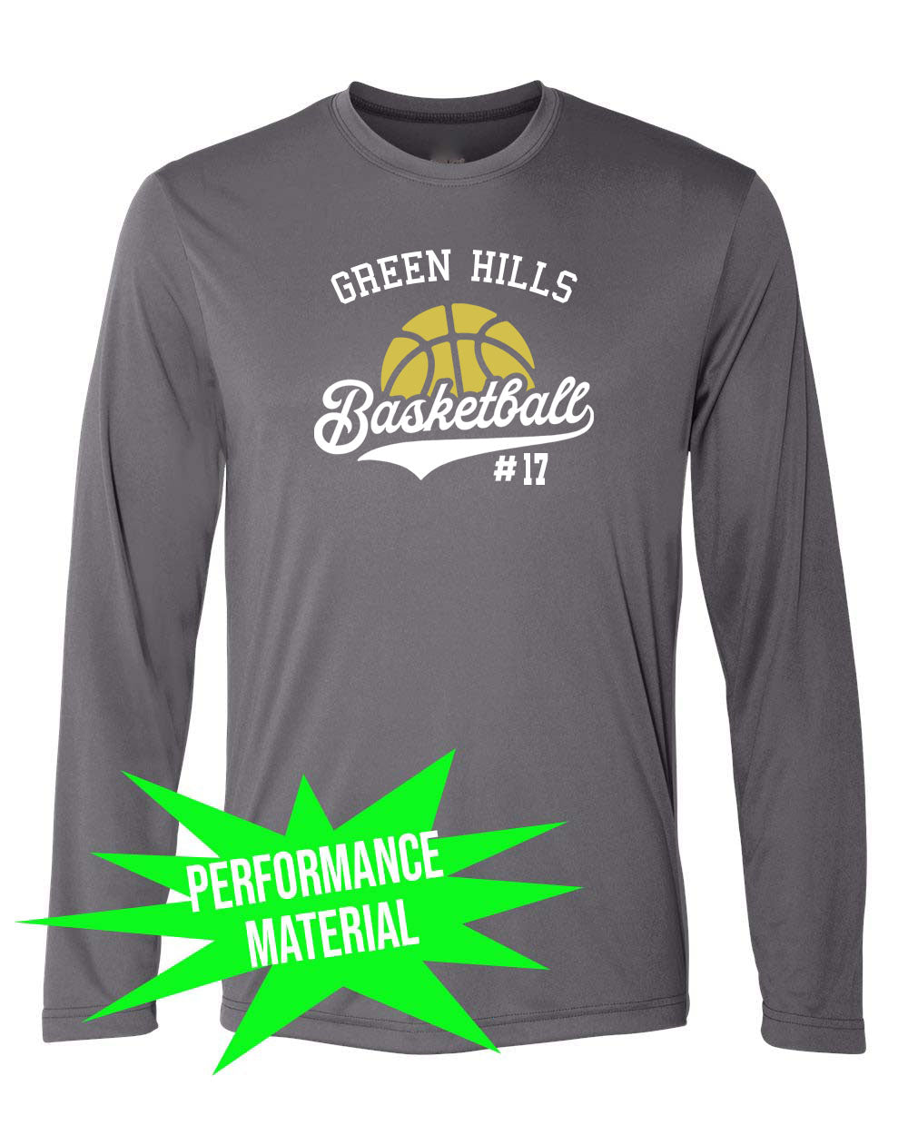 Green Hills Basketball Performance Material Long Sleeve Shirt Design 6