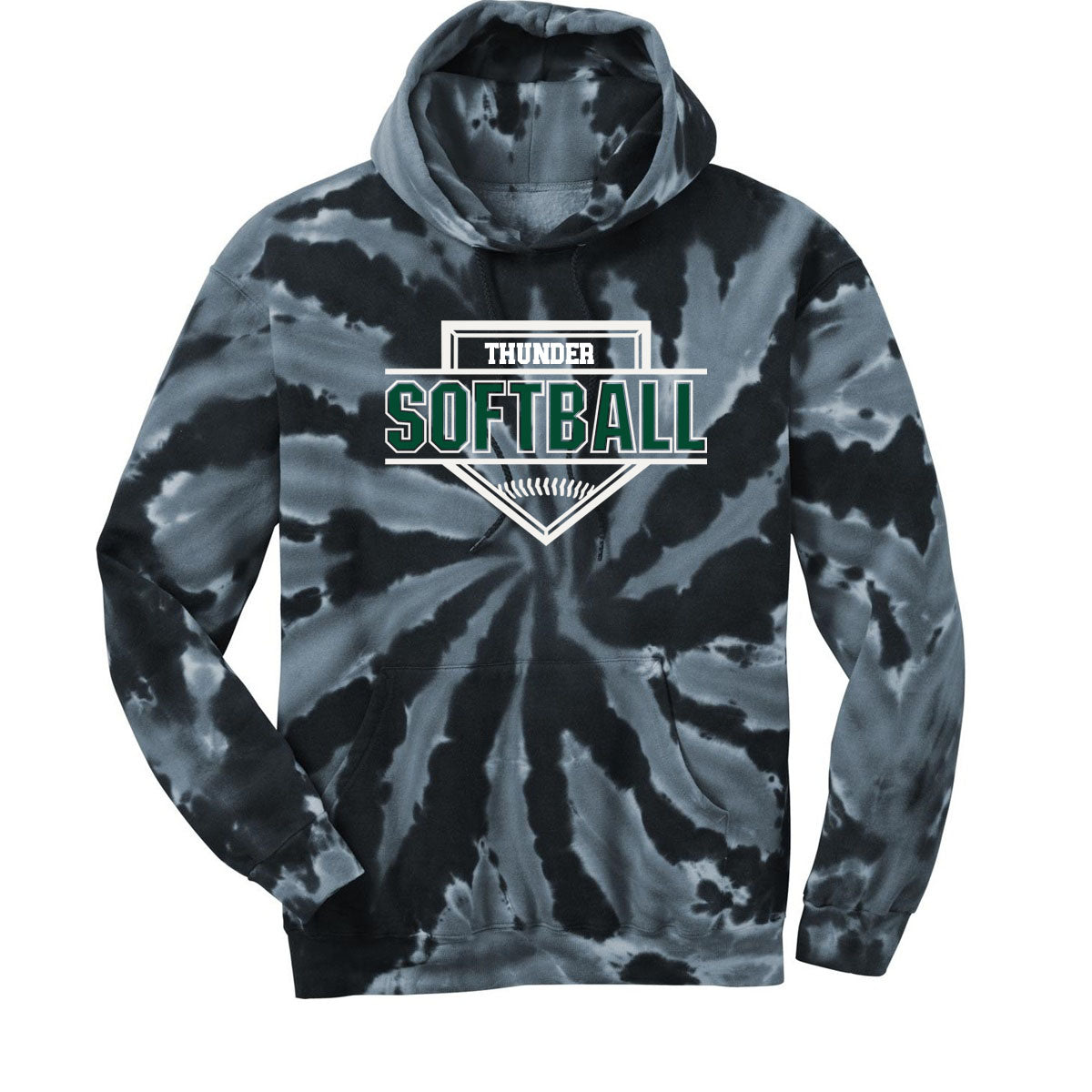 Green Thunder Tie-Dye Hooded Sweatshirt Design 1