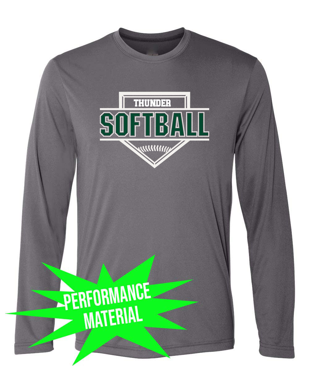 Green Thunder Performance Material Long Sleeve Shirt Design 1