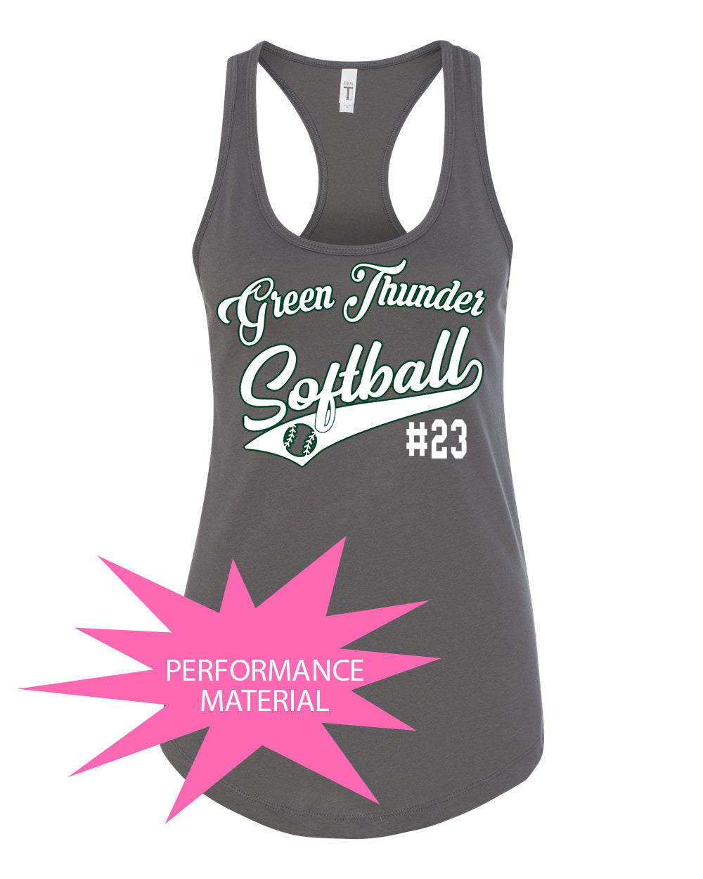 Green Thunder Design 2 Performance Racerback Tank Top