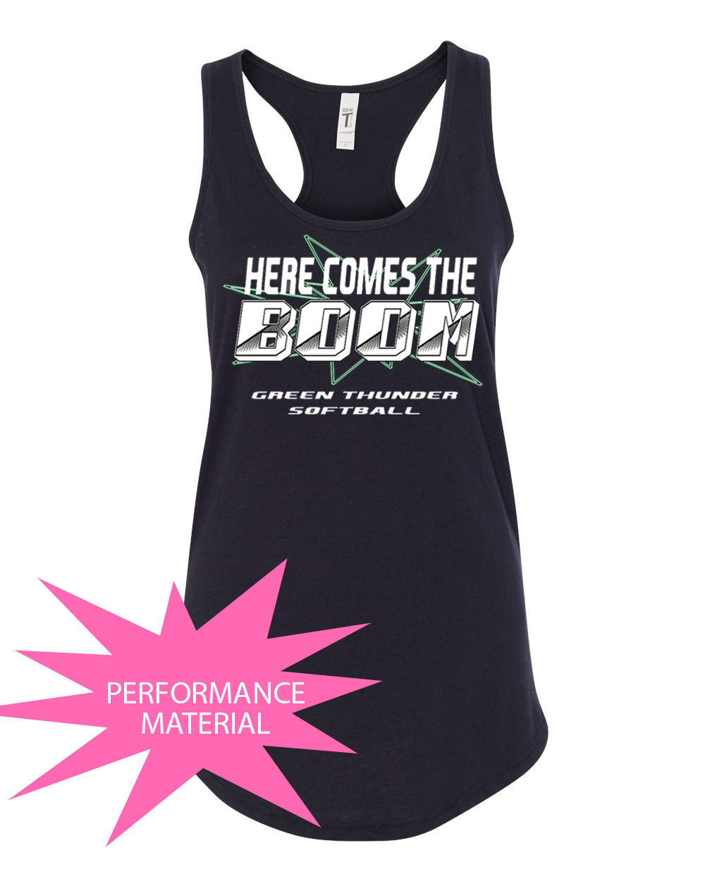 Green Thunder Design 3 Performance Racerback Tank Top