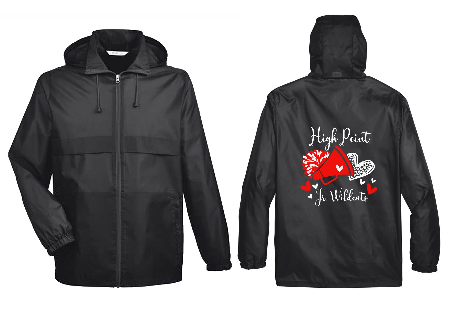 High Point cheer design 6 Zip up lightweight rain jacket