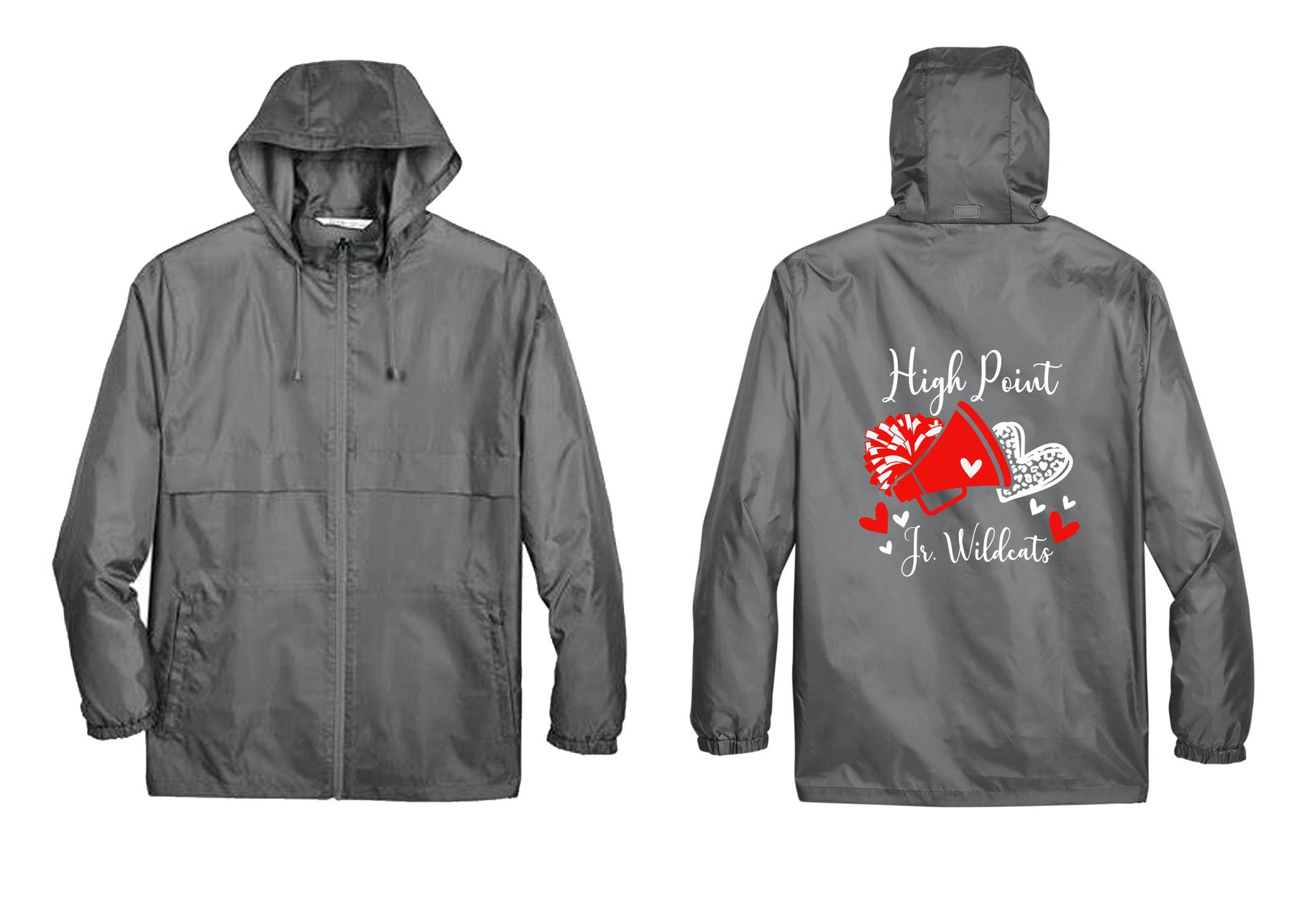High Point cheer design 6 Zip up lightweight rain jacket