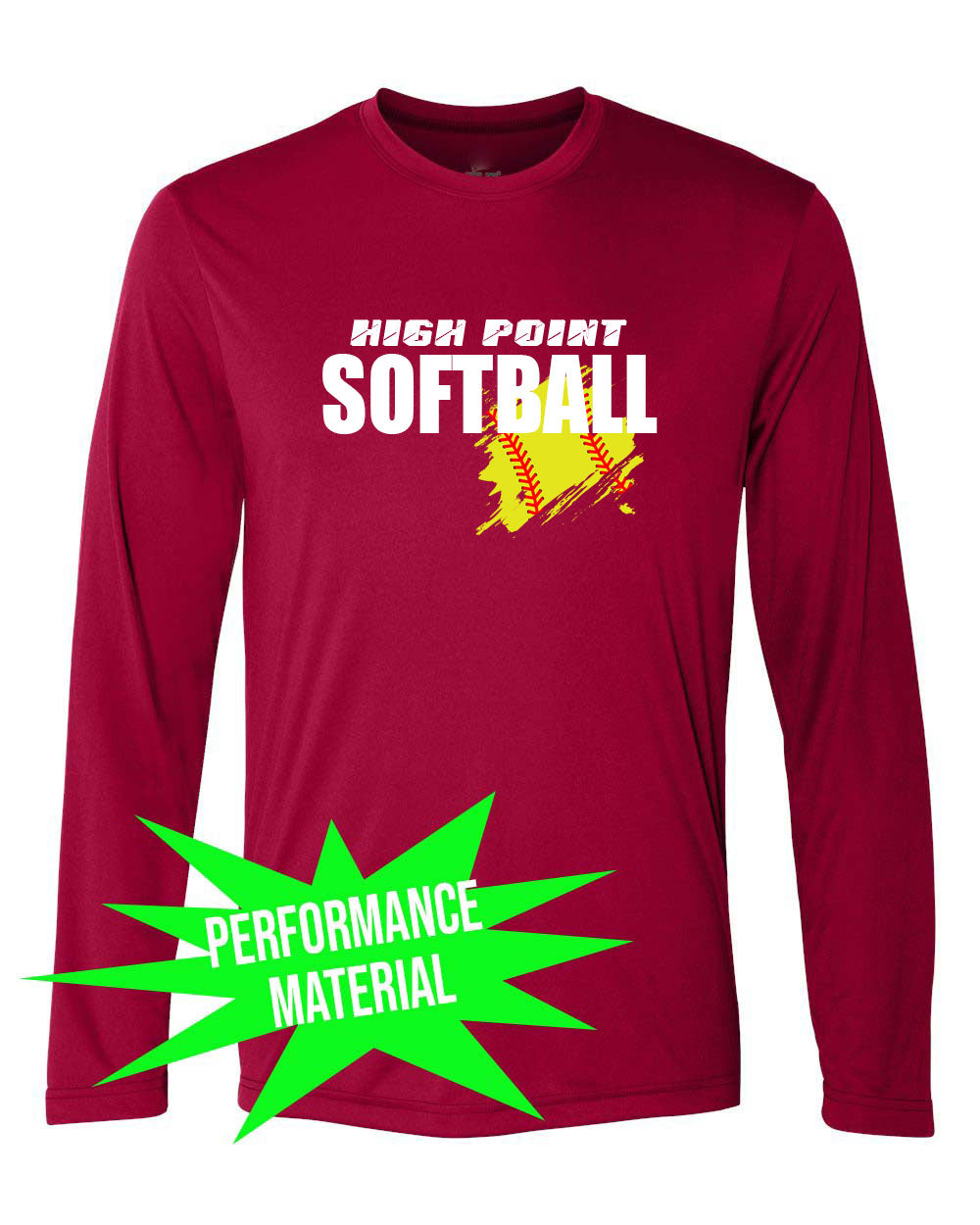 High Point Softball Performance Material Design 3 Long Sleeve Shirt