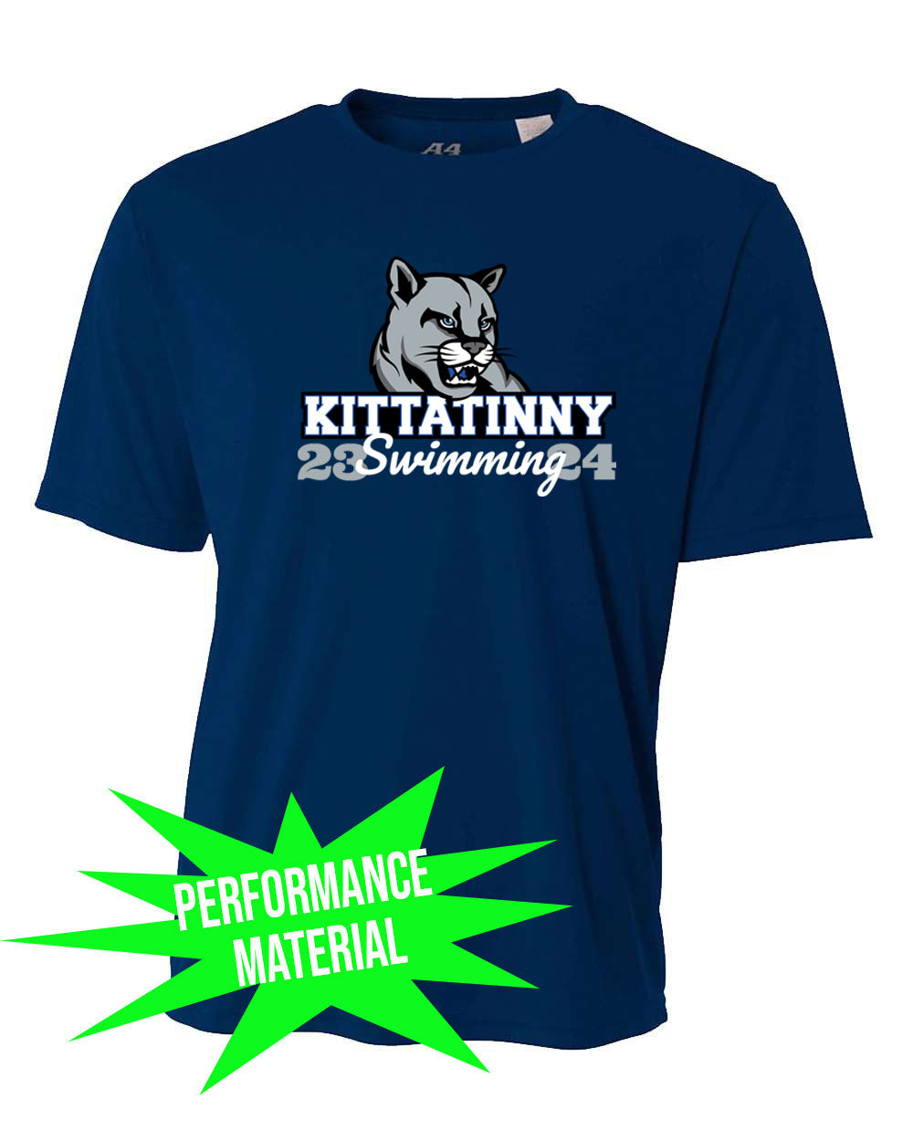 Kittatinny Swimming Performance Material T-Shirt Design 2