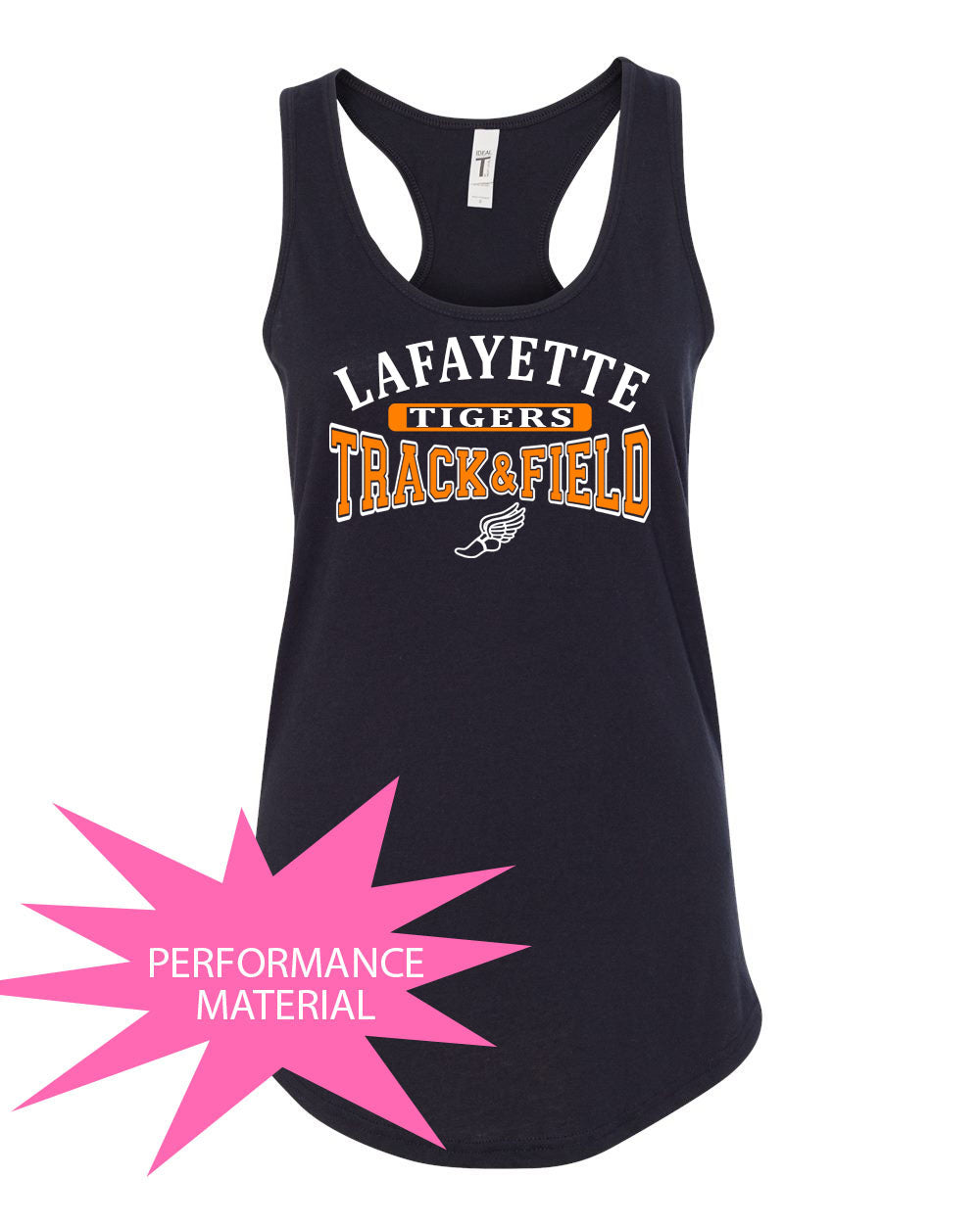 Lafayette Track Performance Racerback Tank Top Design 2