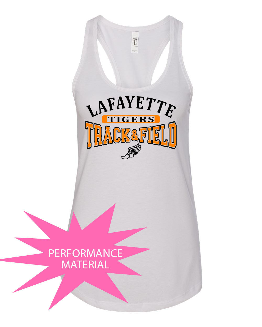 Lafayette Track Performance Racerback Tank Top Design 2
