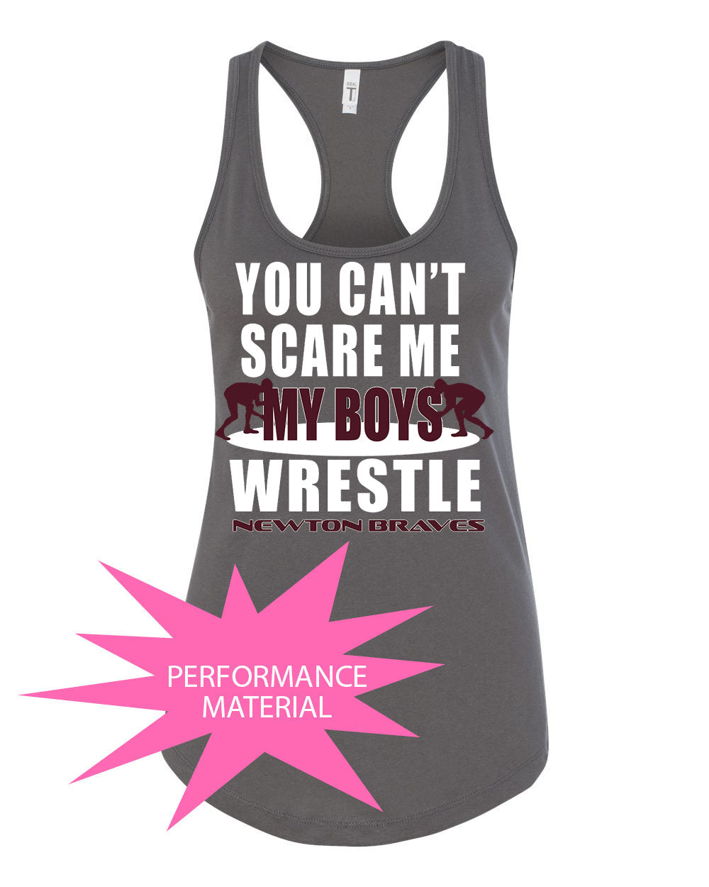 Newton Wrestling Performance Racerback Tank Top Design 11