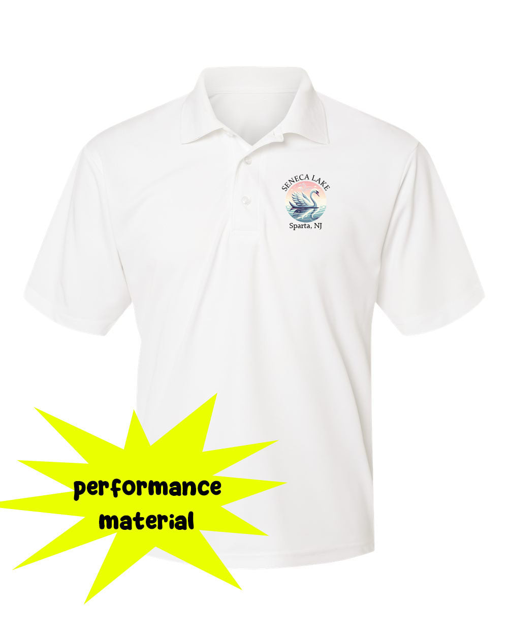 Seneca Lake Performance Material Polo T-Shirt Design 7