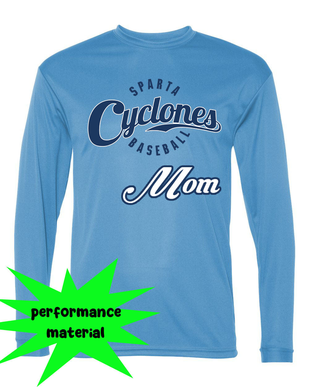 Sparta Cyclones Performance Material Long Sleeve Shirt Design 2