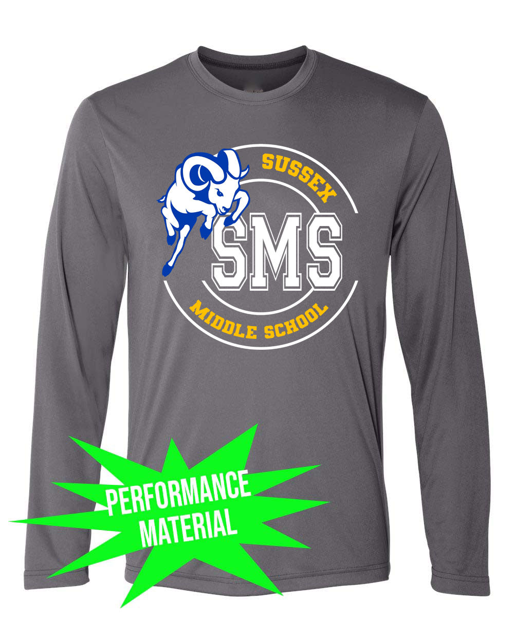 Sussex Middle Performance Material Design 5 Long Sleeve Shirt