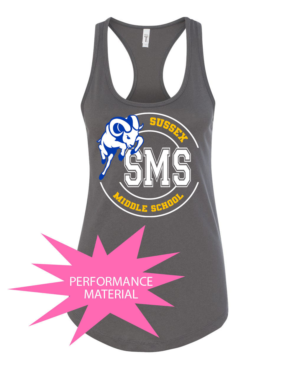 Sussex Middle School Design 5 Performance Racerback Tank Top