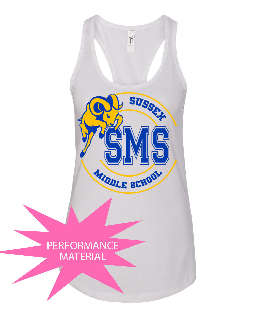 Sussex Middle School Design 5 Performance Racerback Tank Top