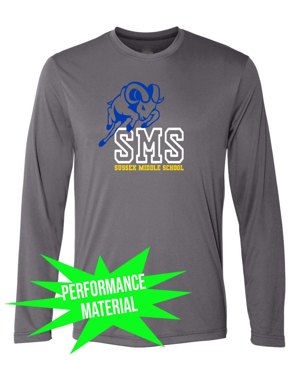 Sussex Middle Performance Material Design 3 Long Sleeve Shirt