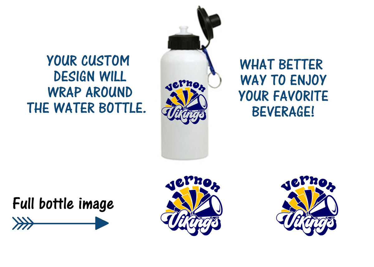 Vernon Vikings Cheer Design 12 Water Bottle